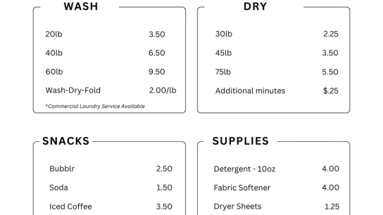 Clean Shirt Co. Laundromat Self Service Laundry Pricing